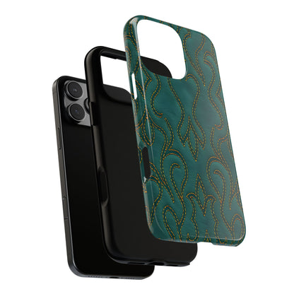 Faux Tooled Teal Stitch Tough Phone Case