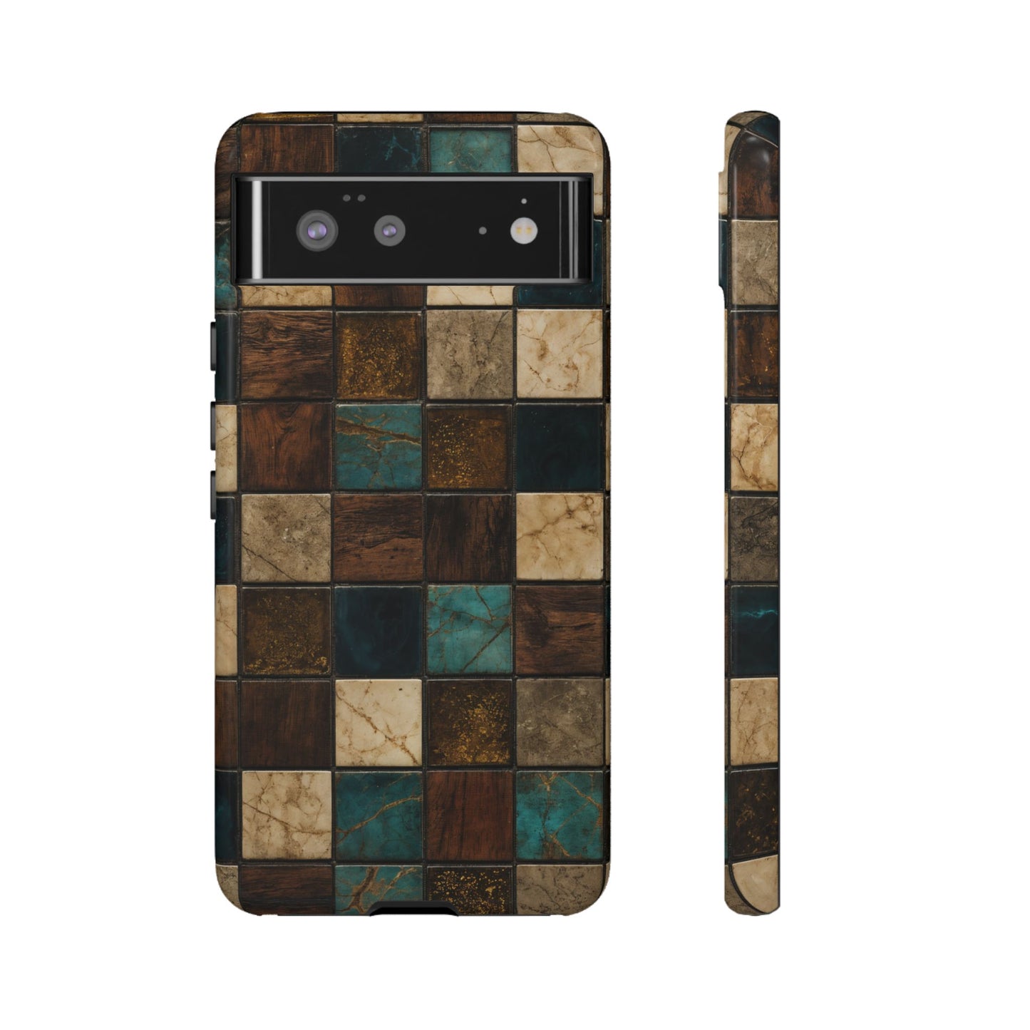 Teal Walnut Tile Tough Case