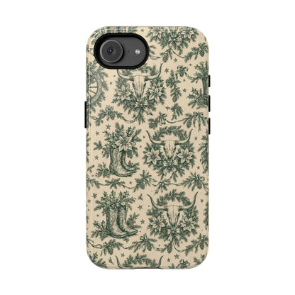 Longhorn Holiday Toile Tough Case