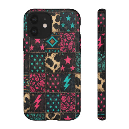 Neon Cowhide Patchwork Tough Case