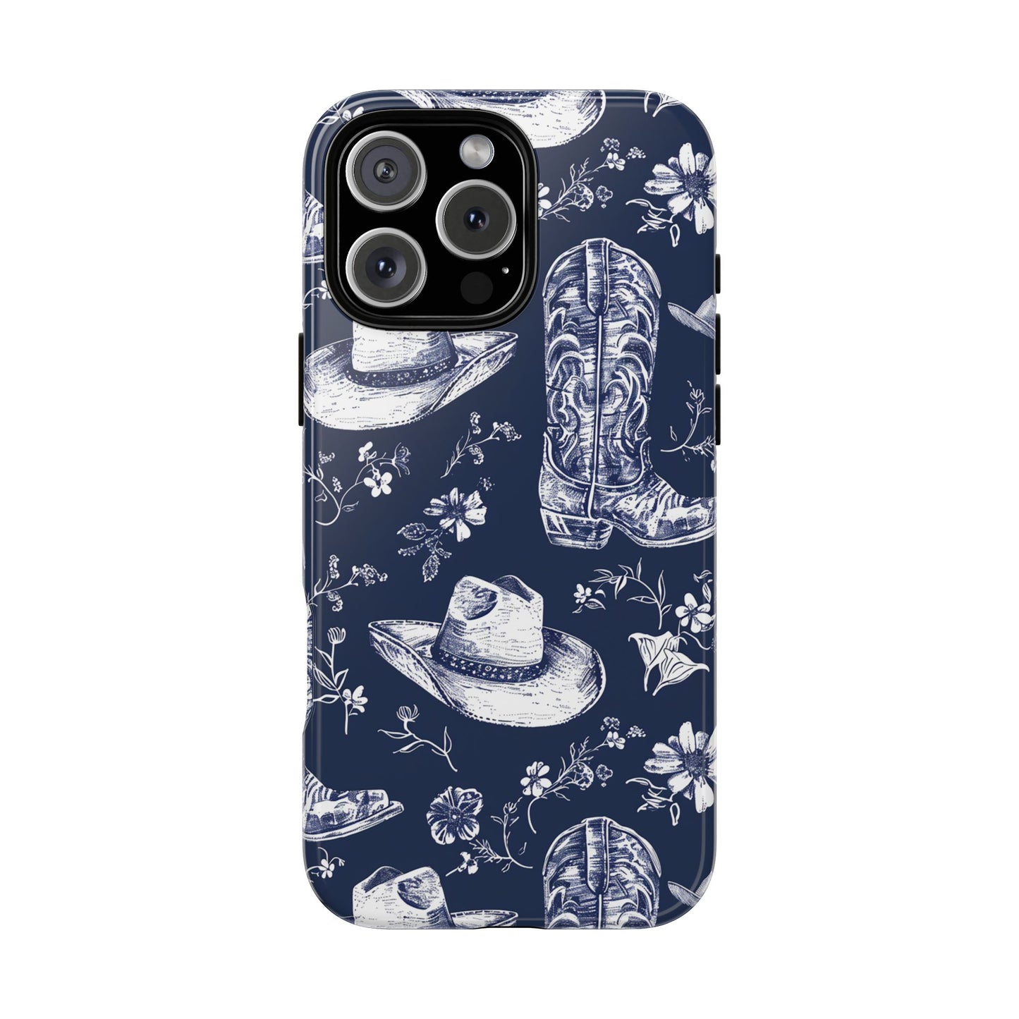 Navy Floral Boots Tough Phone Case