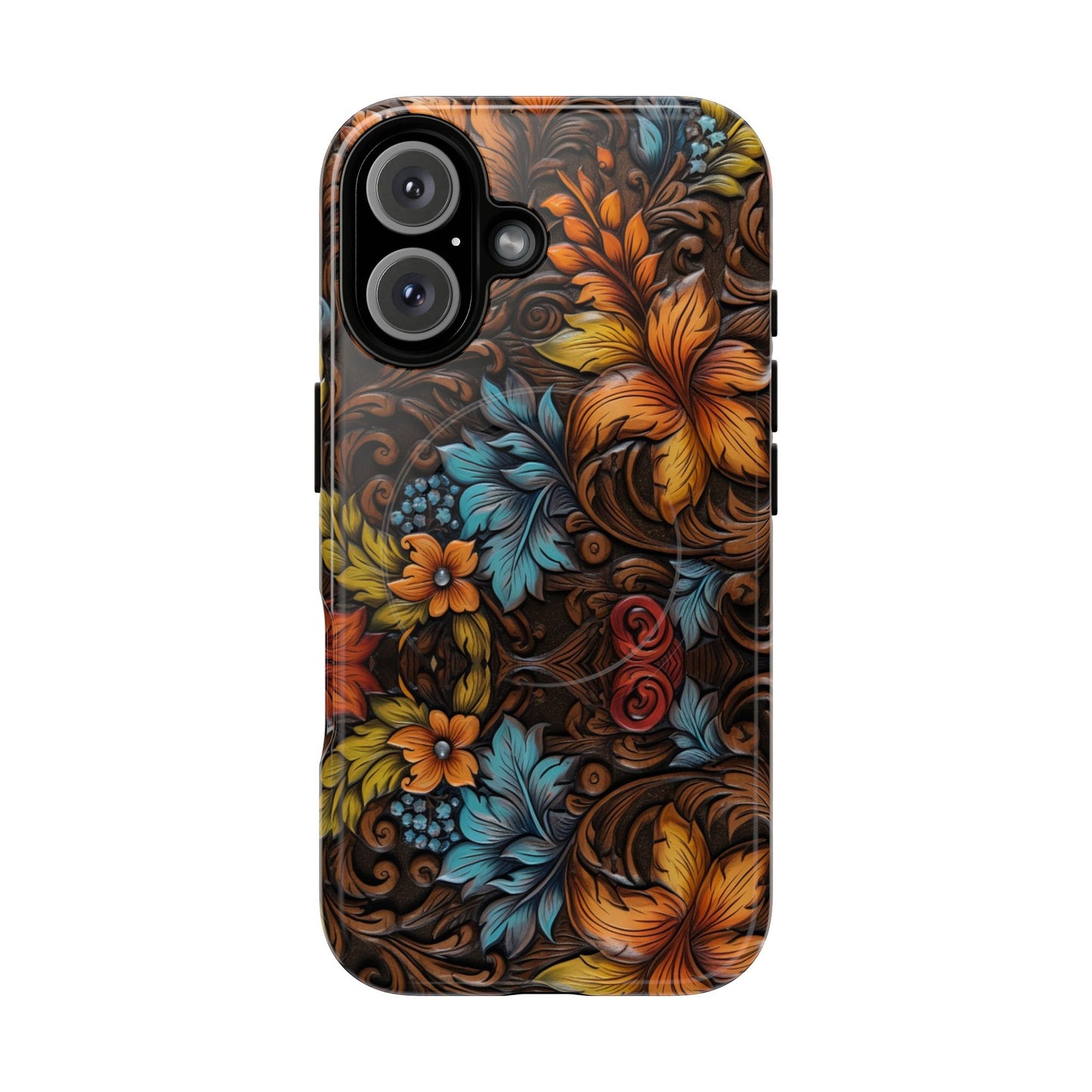 Floral Wood-Print Magnetic Case