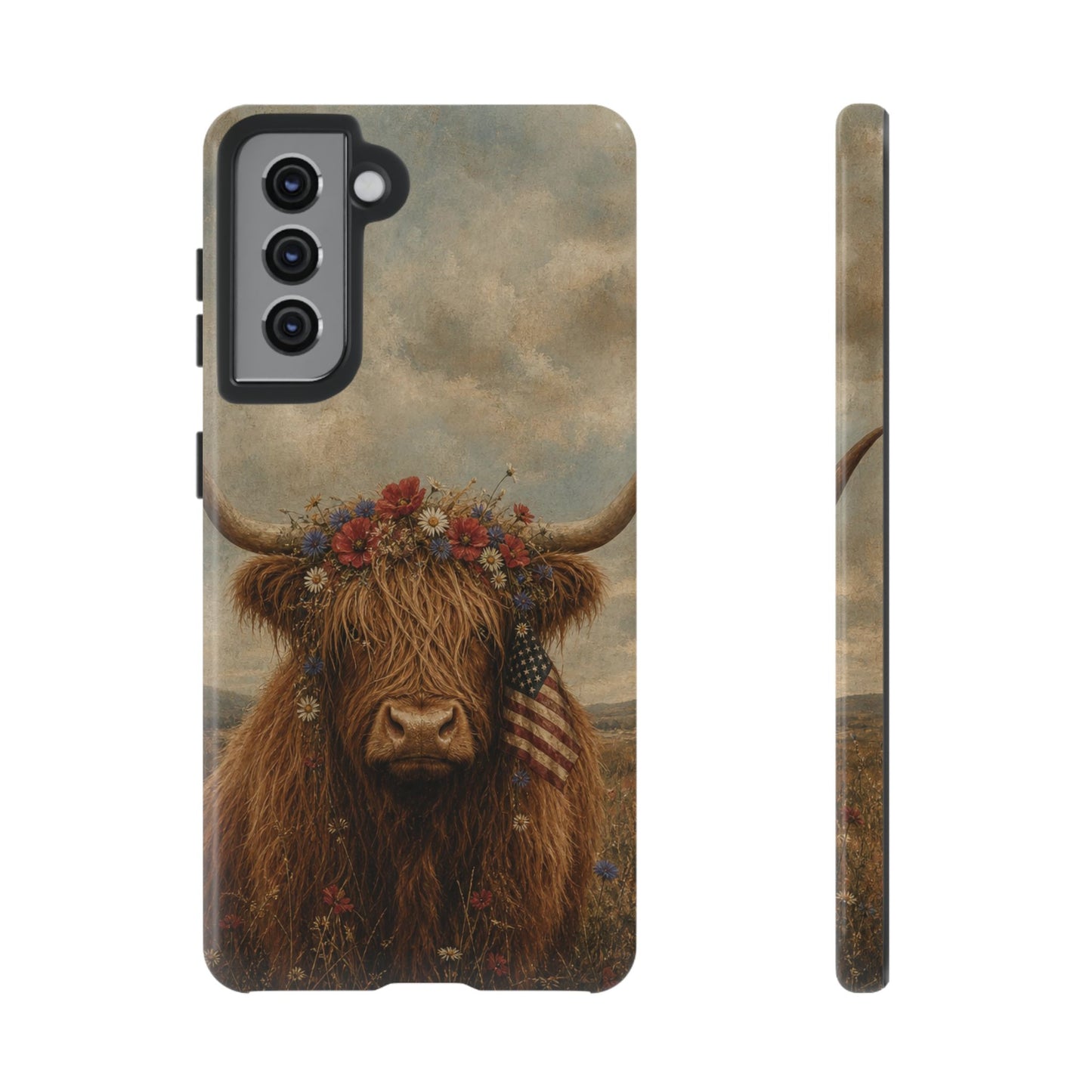 Patriotic Highland Cow Tough Case