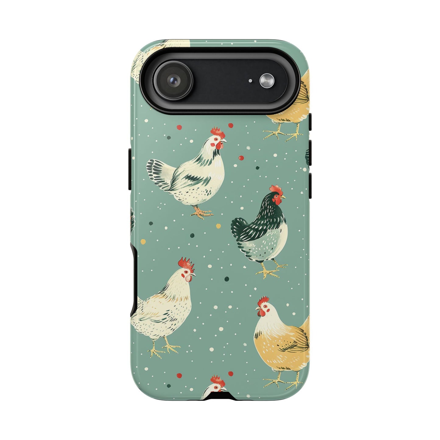 Green Polka Dot Chickens Tough Phone Case