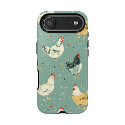 Green Polka Dot Chickens Tough Phone Case