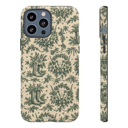 Longhorn Holiday Toile Tough Case