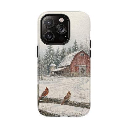 Snowy Red Barn Magnetic Case