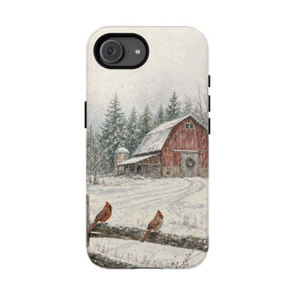 Snowy Red Barn Tough Case