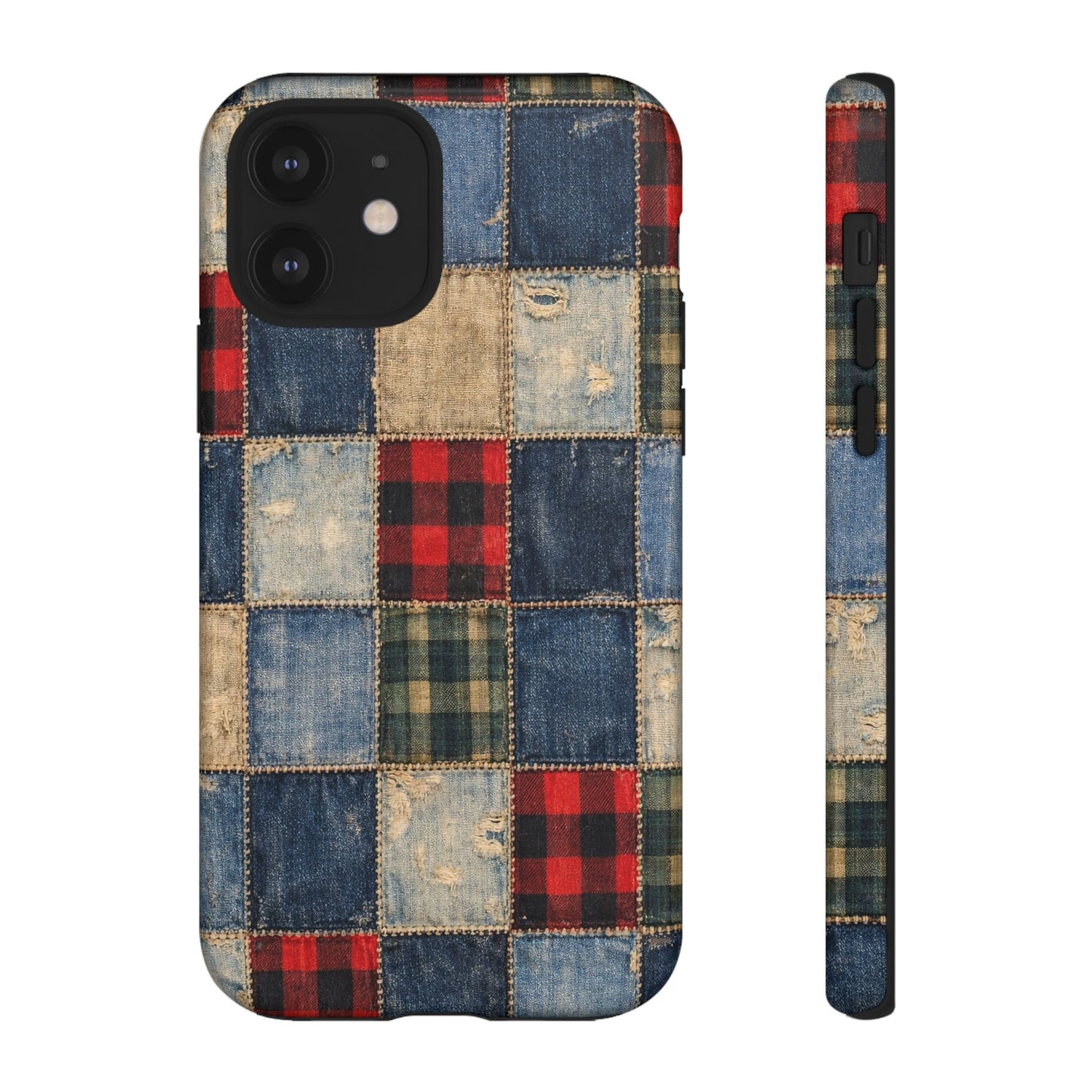 Denim Plaid Patchwork Tough Case