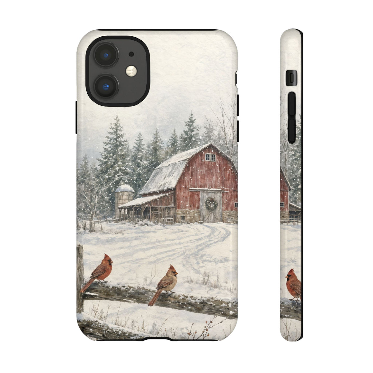 Snowy Red Barn Tough Case