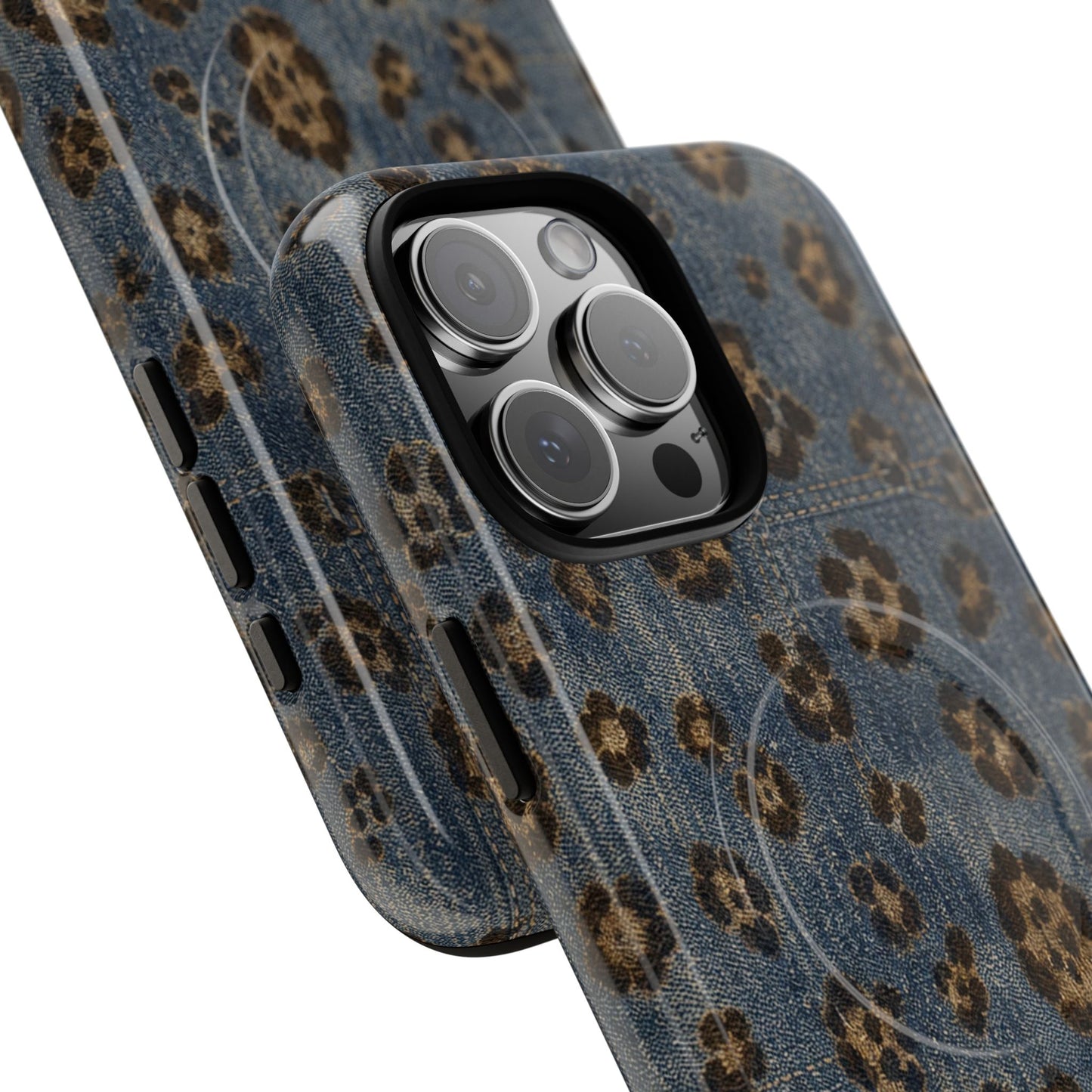 Denim Leopard Magnetic Case