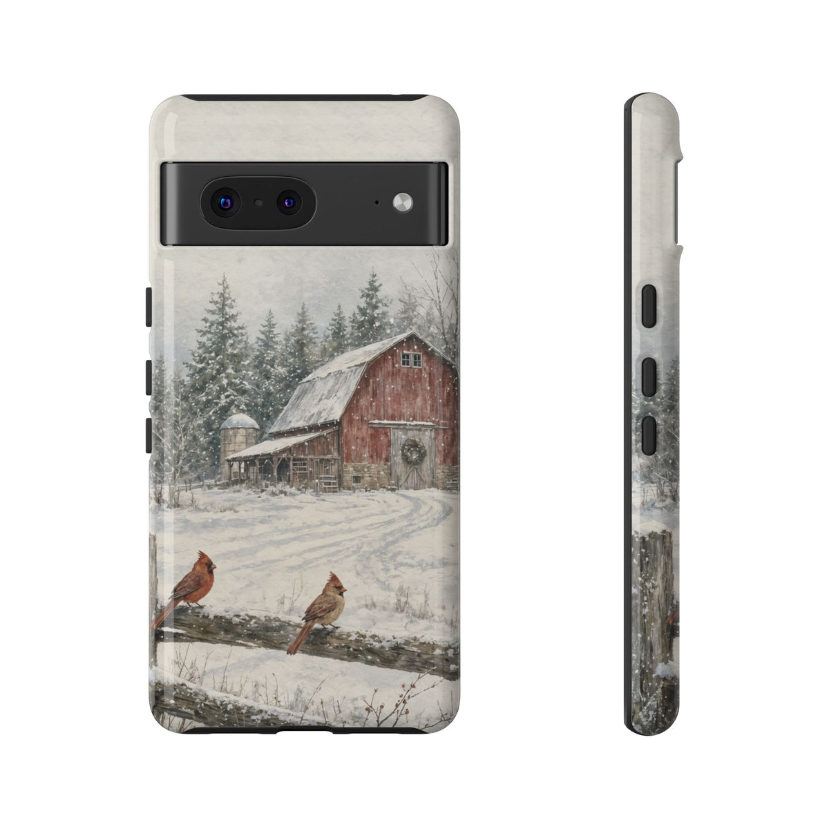 Snowy Red Barn Tough Case