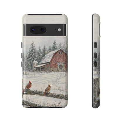 Snowy Red Barn Tough Case