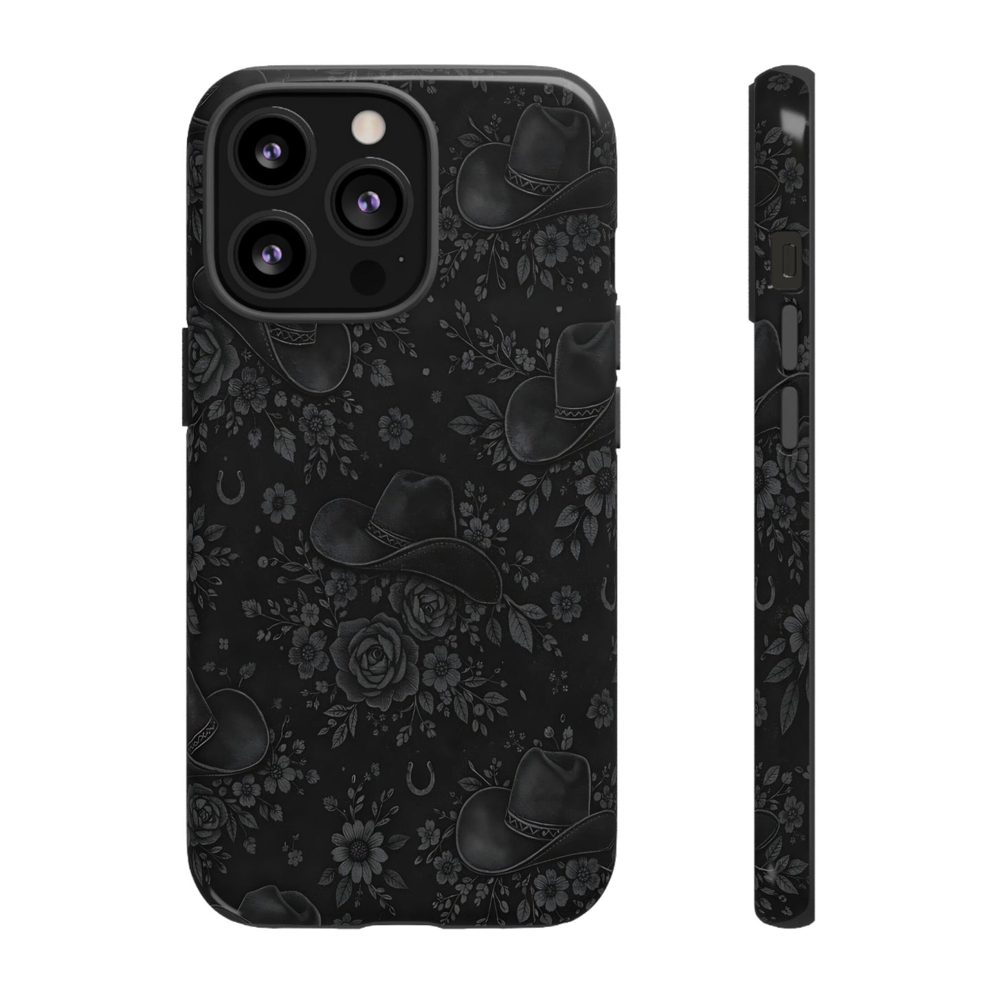 Western Noir Floral Hats Tough Case