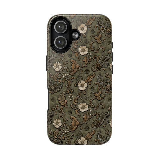 Sage Tooled Roses Magnetic Case