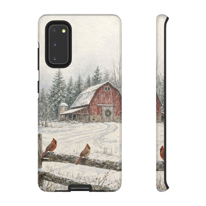 Snowy Red Barn Tough Case