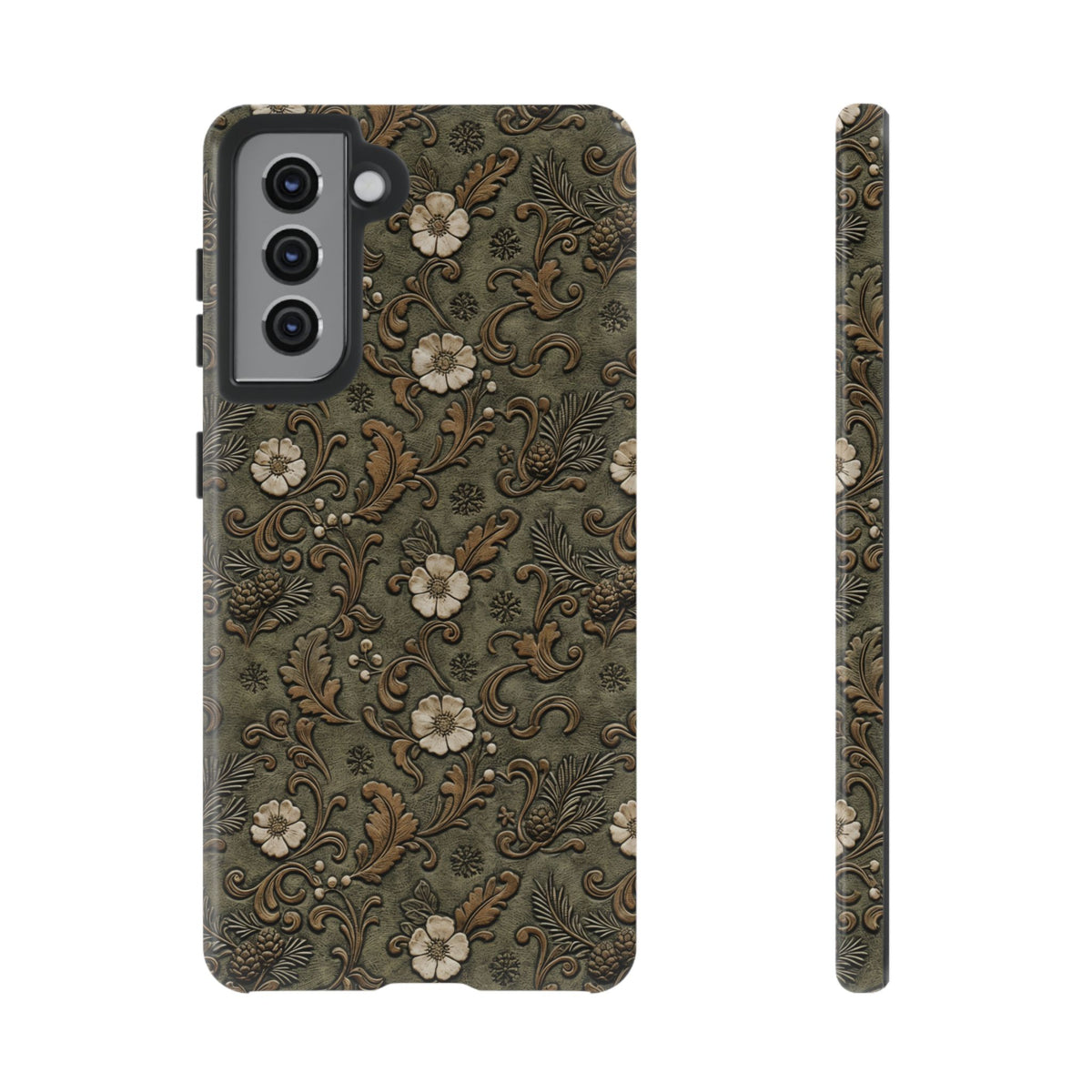 Sage Tooled Roses Tough Case