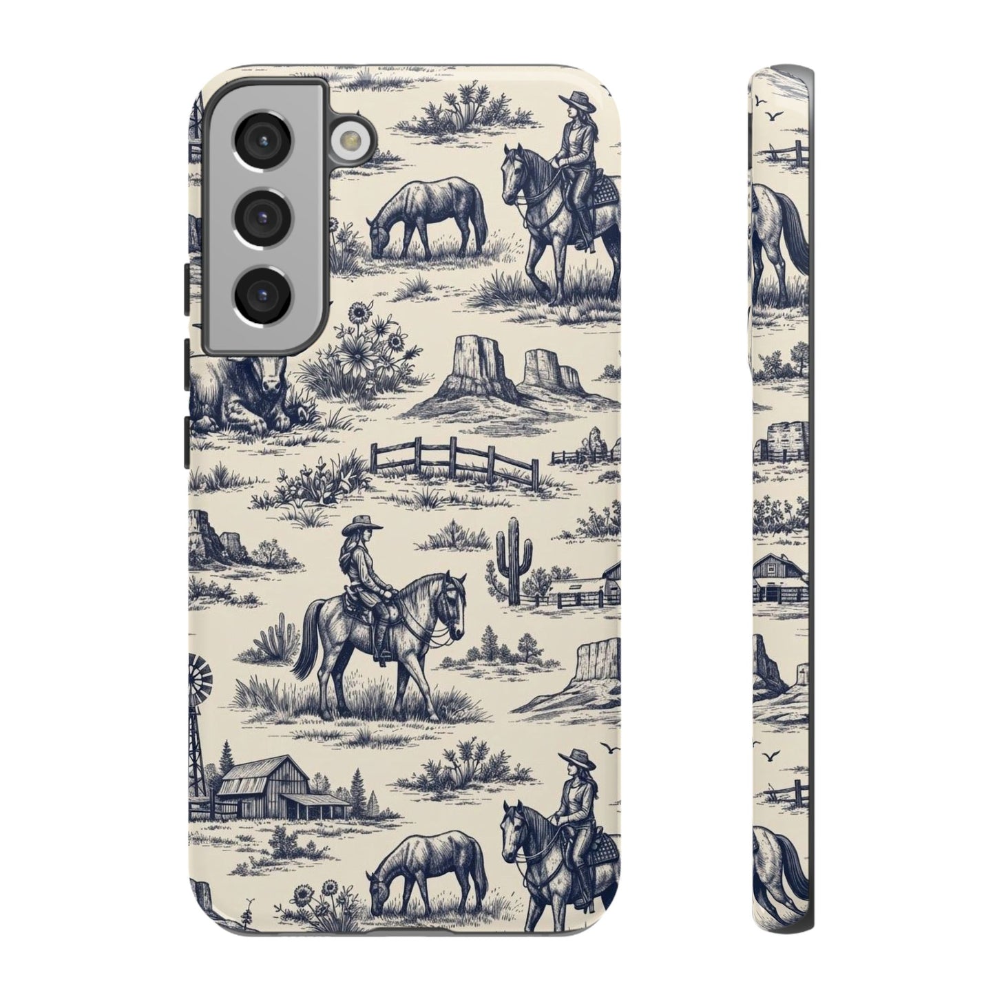 Western Toile Navy Tough Case