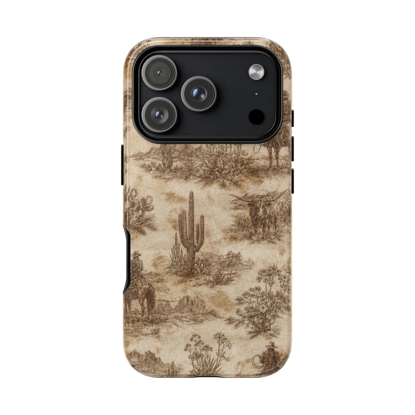 Ivory Cowhide Toile Tough Case