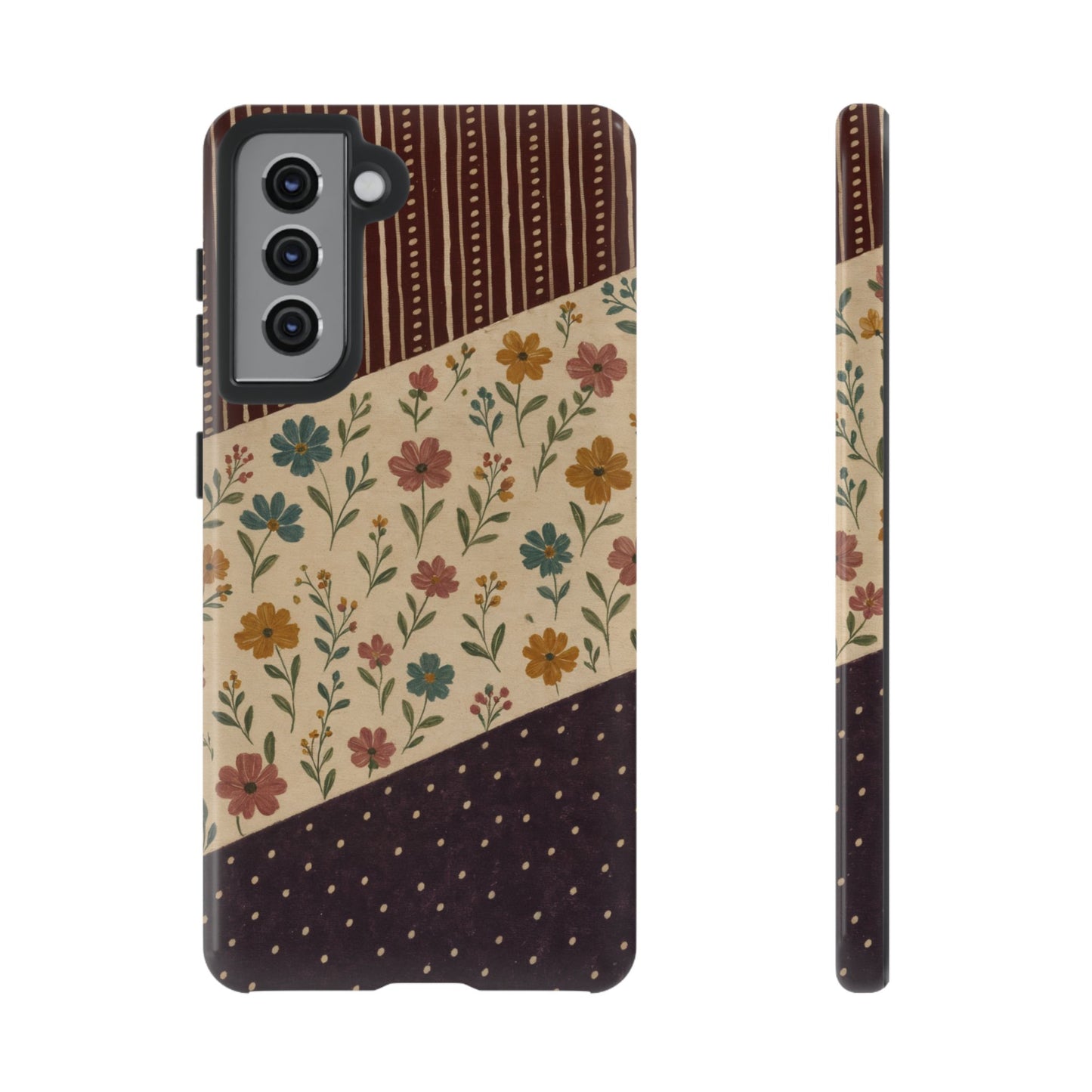 Fall Floral Stripe Tough Case