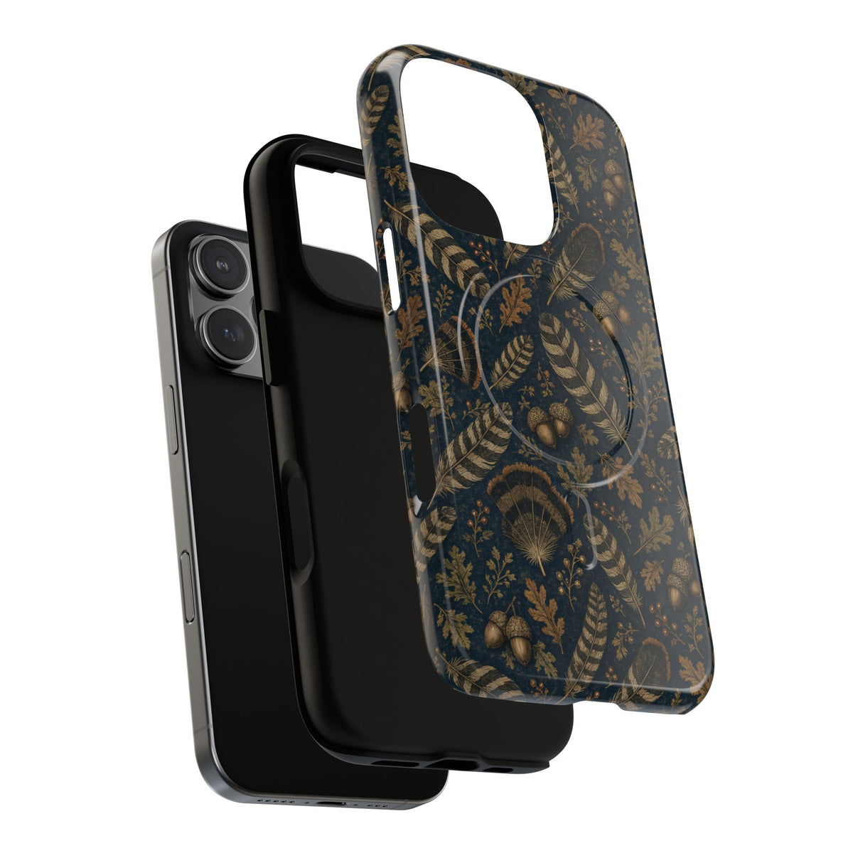 Navy Feathers Magnetic Case
