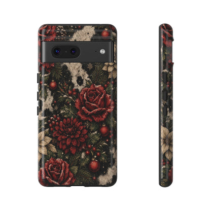 Cowhide Christmas Roses Tough Case