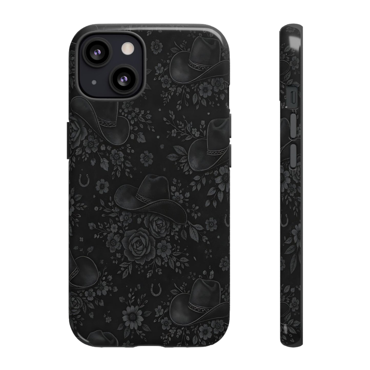 Western Noir Floral Hats Tough Case