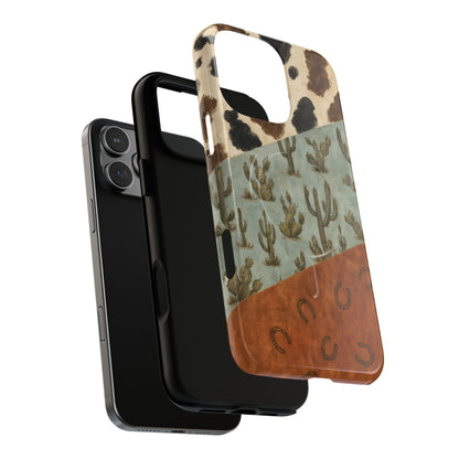 Cowhide Turquoise Cactus Magnetic Case