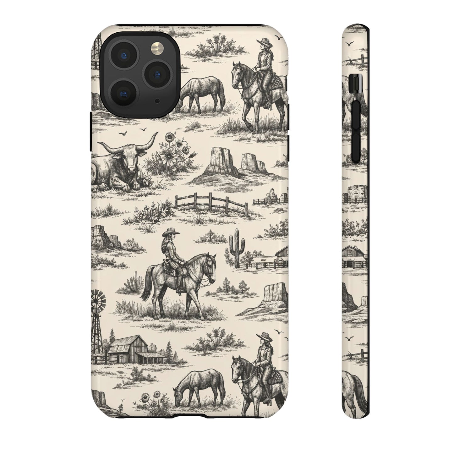 Western Toile Black Tough Case