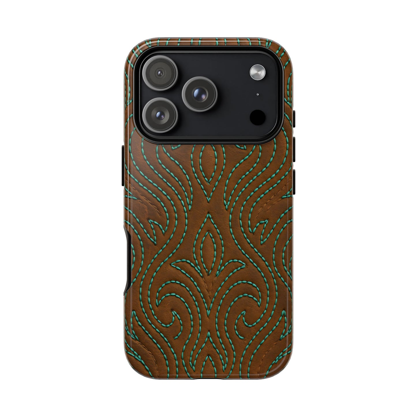 Turquoise Stitched Tough Phone Case