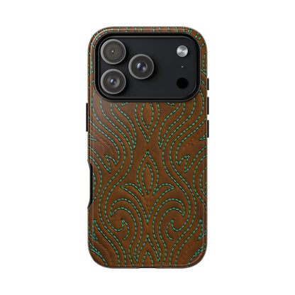 Turquoise Stitched Tough Phone Case