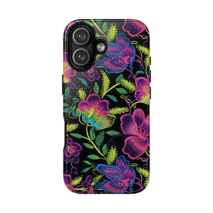 Neon Green Flowers Tough Phone Case