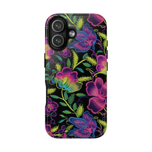 Neon Green Flowers Tough Phone Case