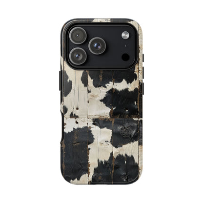 Black Wooden Cowhide Tough Phone Case