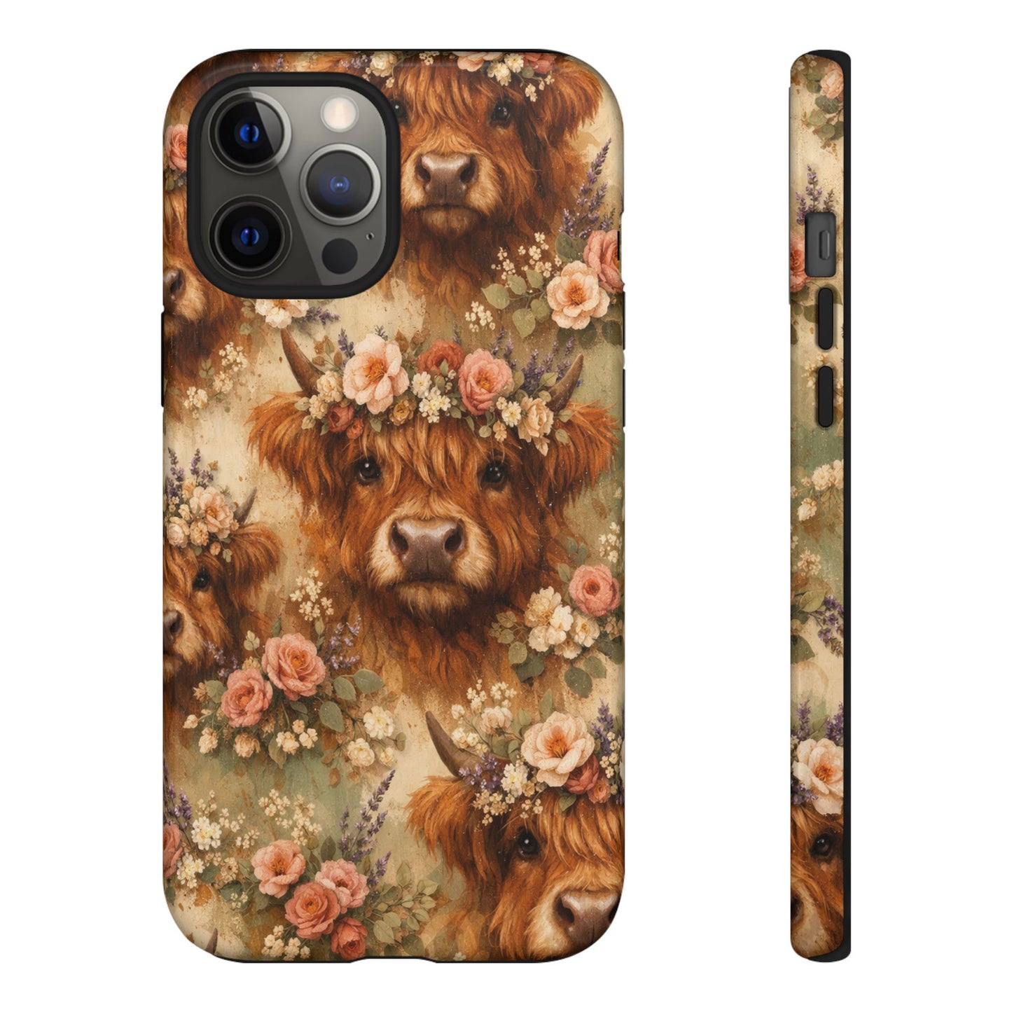 Floral Highland Cow Tough Case