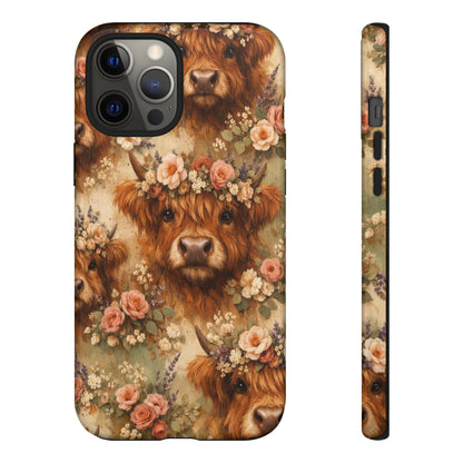 Floral Highland Cow Tough Case