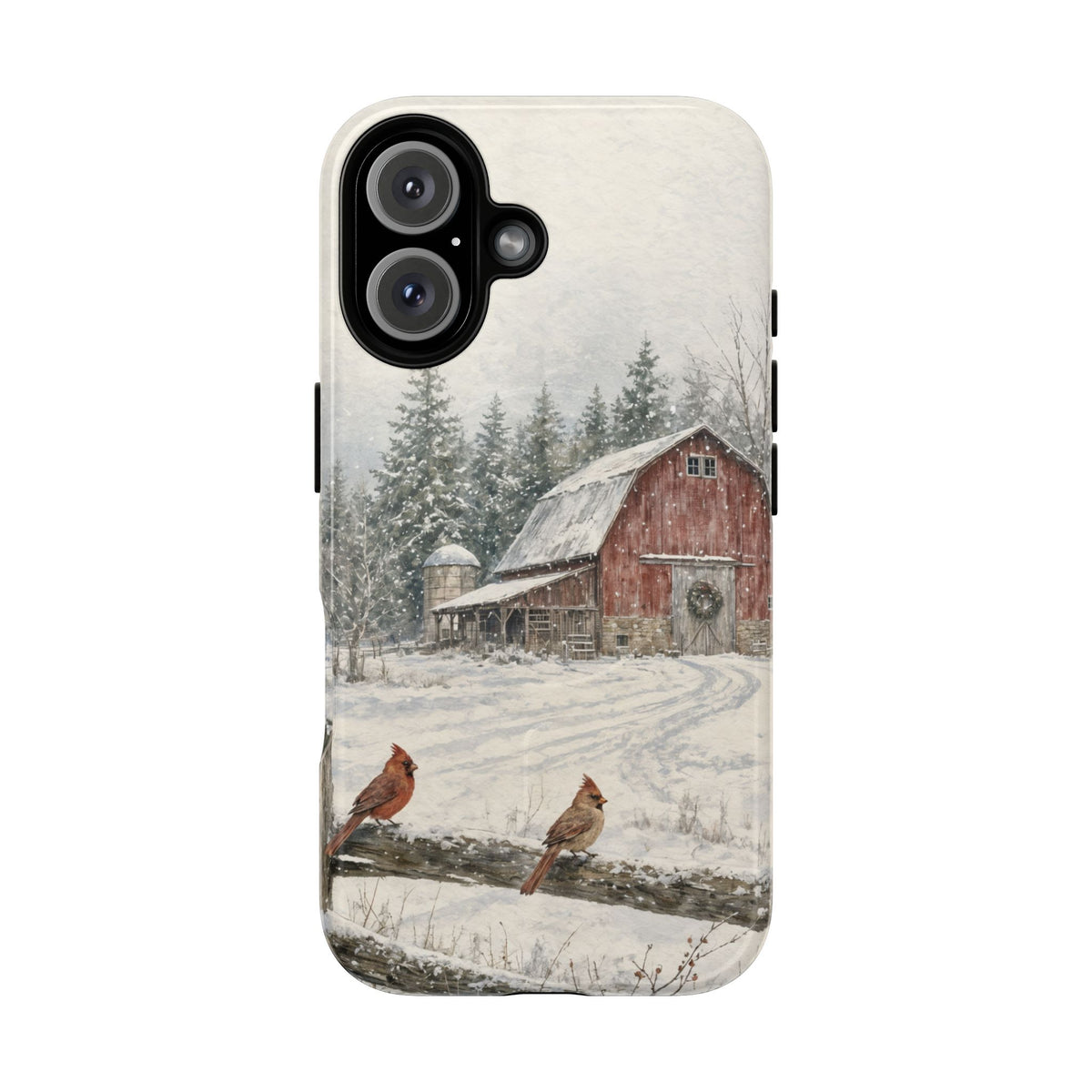 Snowy Red Barn Magnetic Case