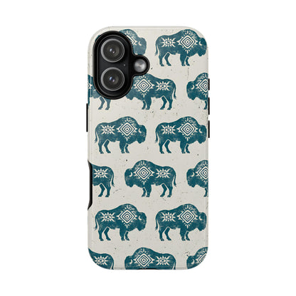 Teal Aztec Buffalo Tough Phone Case