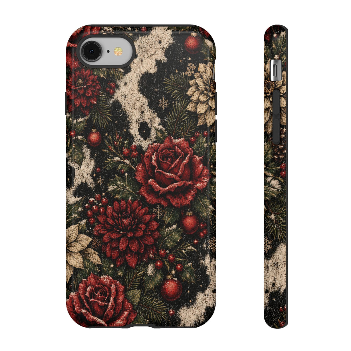 Cowhide Christmas Roses Tough Case