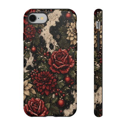 Cowhide Christmas Roses Tough Case