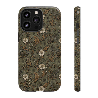 Sage Tooled Roses Tough Case