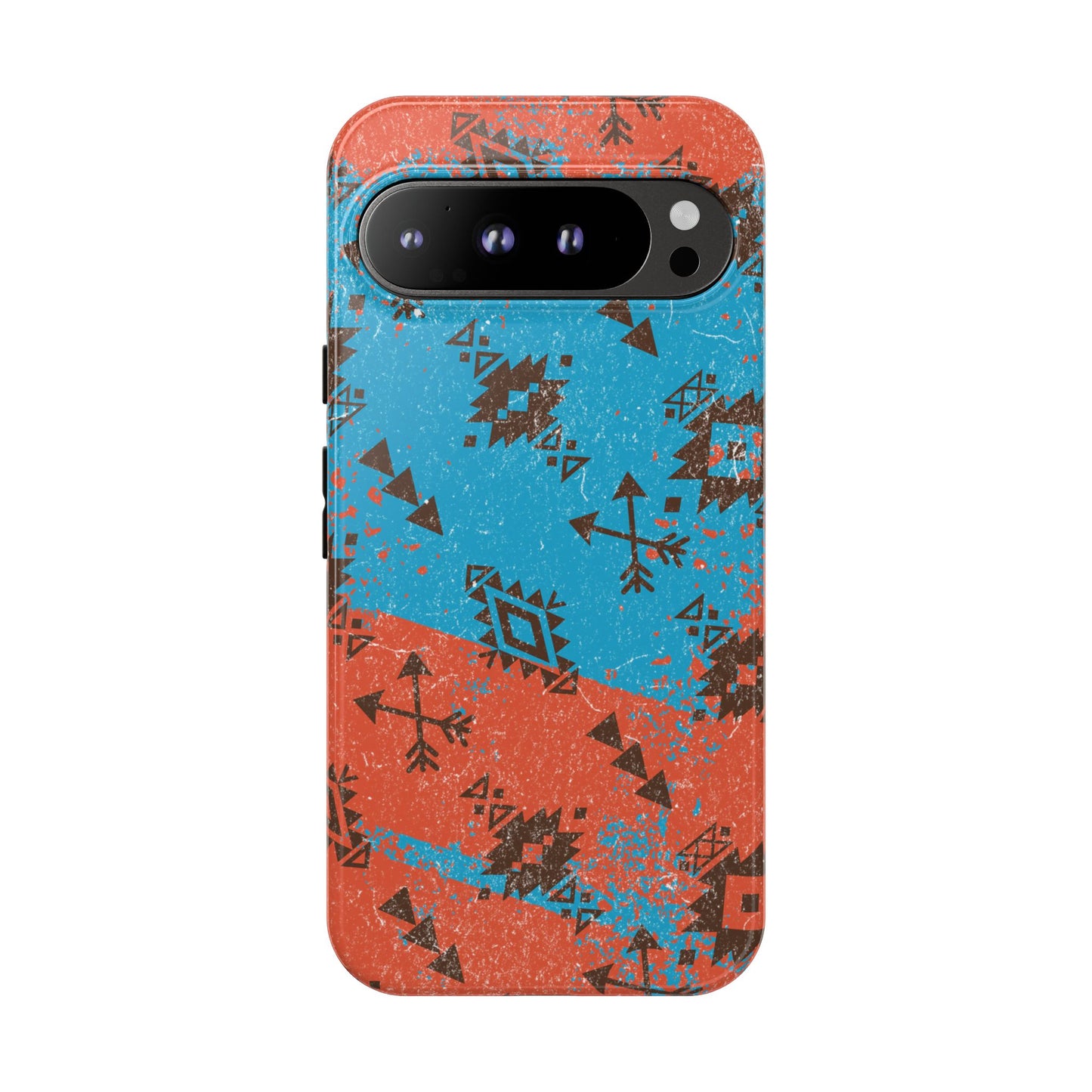 Orange Blue Aztec Grunge Phone Case