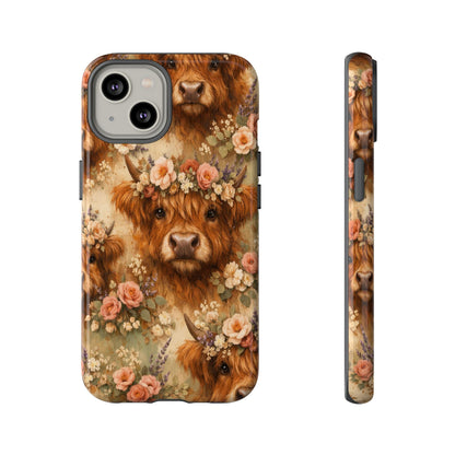 Floral Highland Cow Tough Case