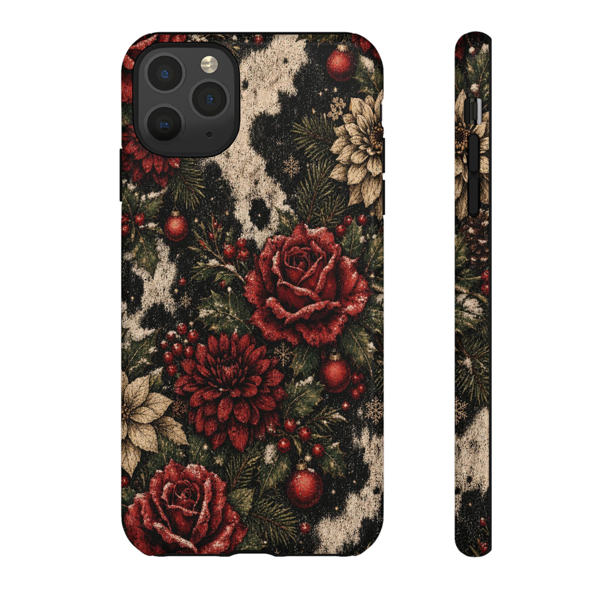 Cowhide Christmas Roses Tough Case