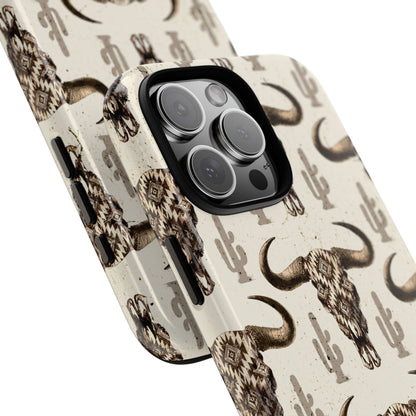 Cactus Aztec Skull Tough Phone Case