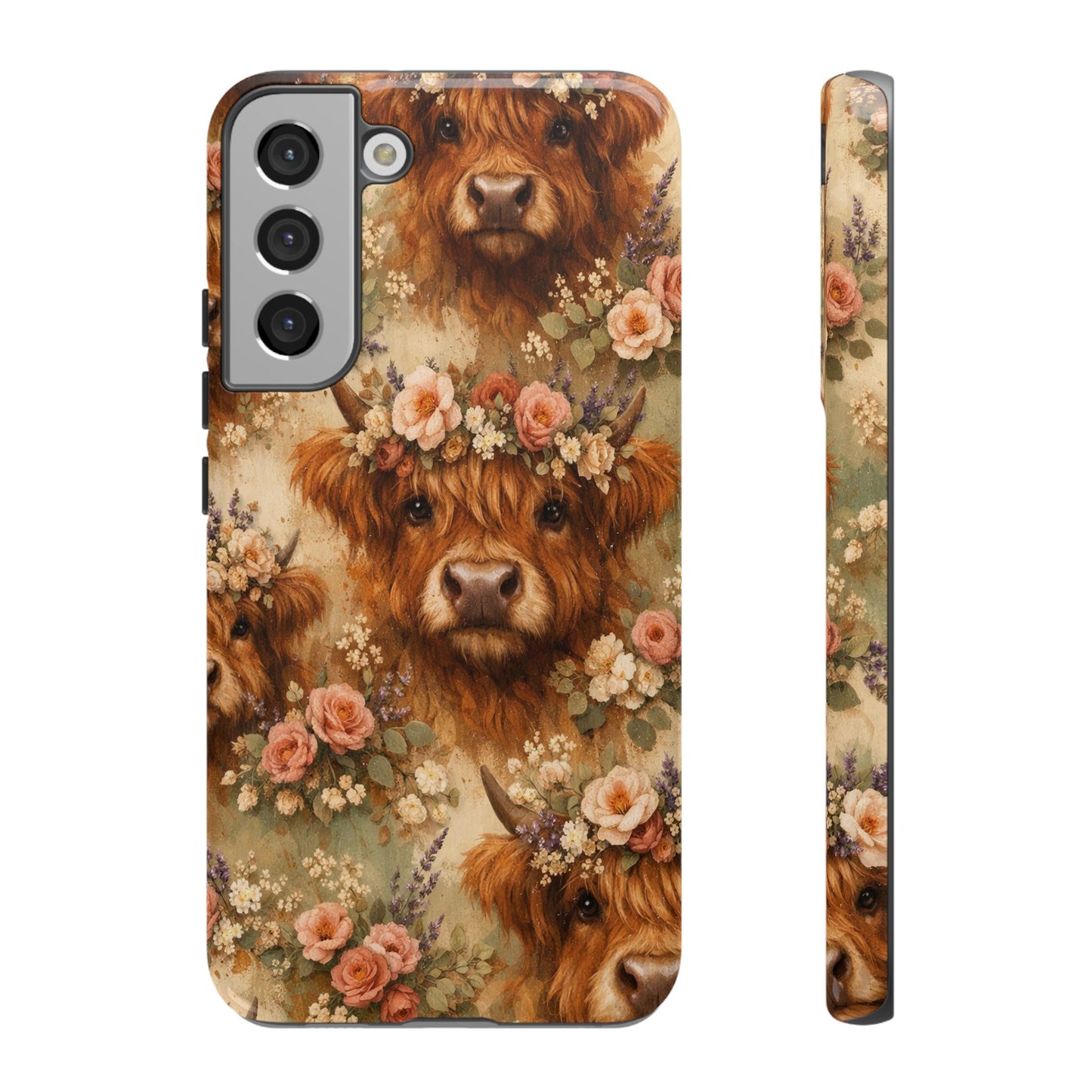 Floral Highland Cow Tough Case