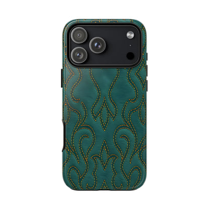 Faux Tooled Teal Stitch Tough Case