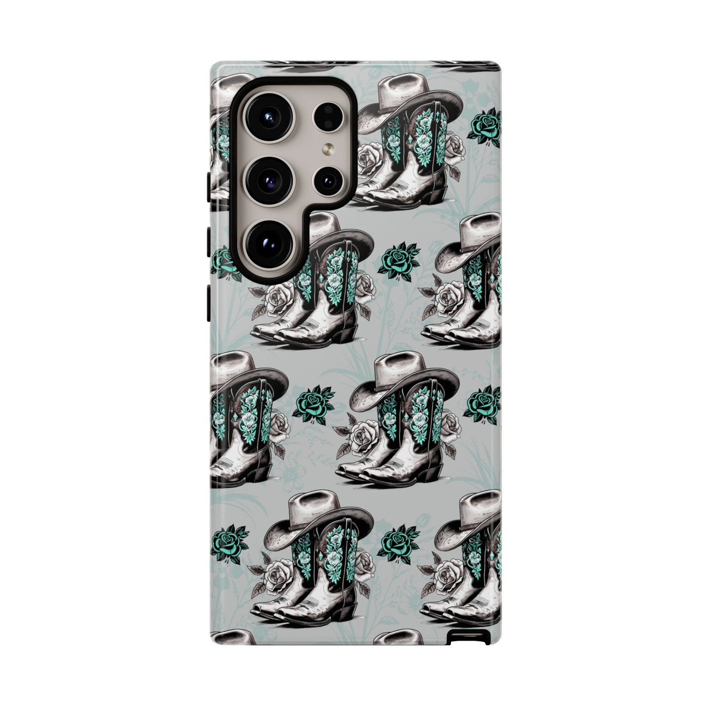 Teal Floral Boots Tough Case