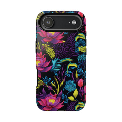 Neon Pink Flowers Tough Phone Case