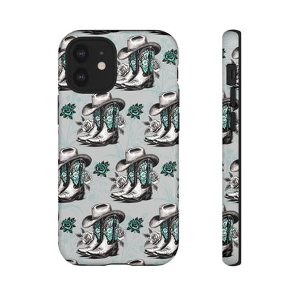 Teal Floral Boots Tough Case